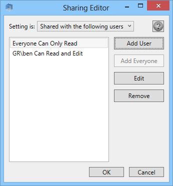Image of a Sharing Editor with a user added