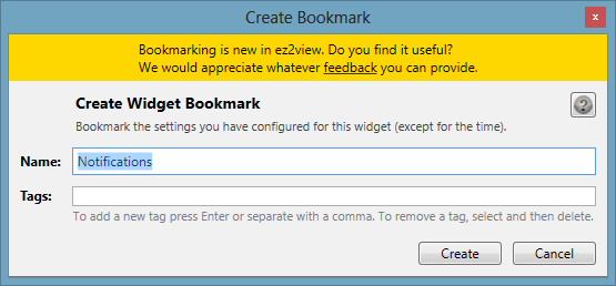 Image of the Widget Bookmark Editor.
